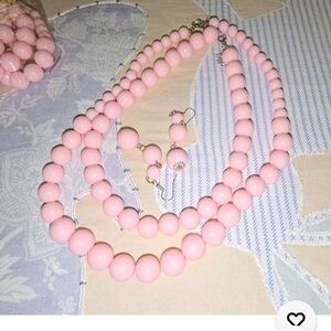 Mrs. Roper Romp Pink Jewelry Set - 2 Necklaces & Earrings